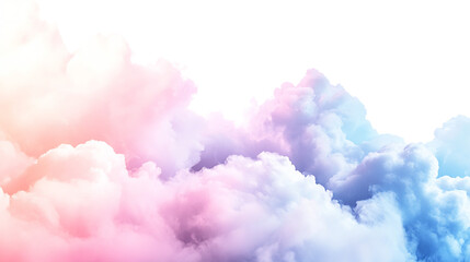 Pastel Cloudscape: Soft Pink, Blue, and White Clouds on Transparent Background, PNG