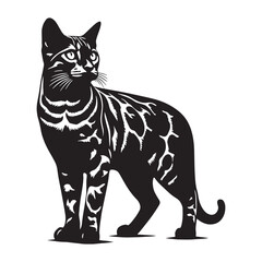 Obraz premium Adventurous Bengal silhouette, showcasing its fearless exploration – Bengal illustration – Bengal vector – cat silhouette