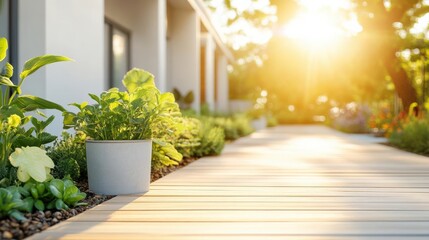 Fototapeta premium A communal city garden connecting sustainable homes
