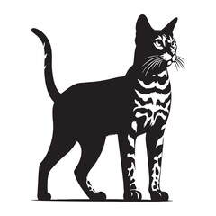 Playful Bengal silhouette, highlighting its energetic and fun-loving character – Bengal illustration – Bengal vector – cat silhouette


