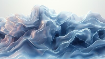 Obraz premium Abstract flowing fabric, soft pastel colors, light background, 3D render