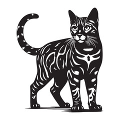 Obraz premium Mysterious Bengal silhouette, embodying its enigmatic and exotic charm – Bengal illustration – Bengal vector – cat silhouette