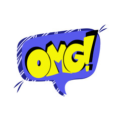 Speech bubble with text OMG on white background in the style of the 90s. Vector illustration, comics boom boom bang vector element