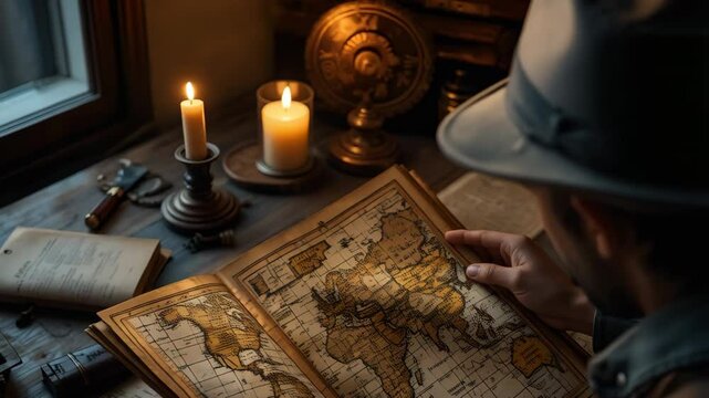 old man reading a map