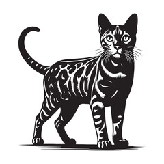 Majestic Bengal silhouette, capturing its wild beauty and sleek physique – Bengal illustration – Bengal vector – cat silhouette

