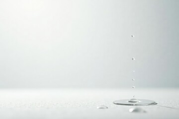Gentle rain, single falling drops, pristine white backdrop , single, isolated