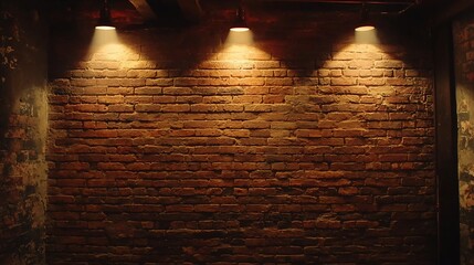 Aged brick wall lit by spotlights (3)