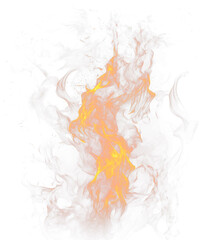 Obraz premium red and orange burning fire flames on white background.