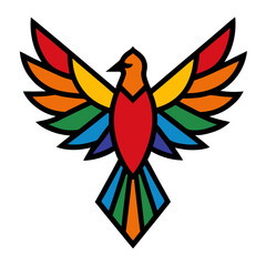 Obraz premium A stained glass eagle with vibrant, colorful wings