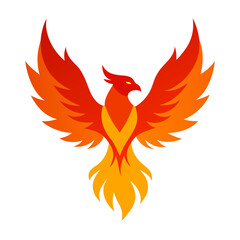 Naklejka premium A fiery phoenix-eagle rising from glowing embers
