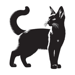 Exotic Chausie silhouette, reflecting its wild ancestry and unique beauty – Chausie illustration – Chausie vector – cat silhouette

