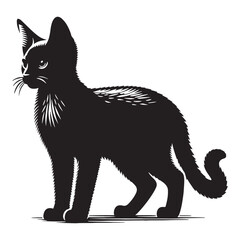 Playful Chausie silhouette, highlighting its energetic and fun-loving character – Chausie illustration – Chausie vector – cat silhouette

