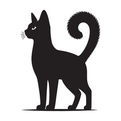 Sleek Chausie silhouette, emphasizing its streamlined body and swift movements – Chausie illustration – Chausie vector – cat silhouette

