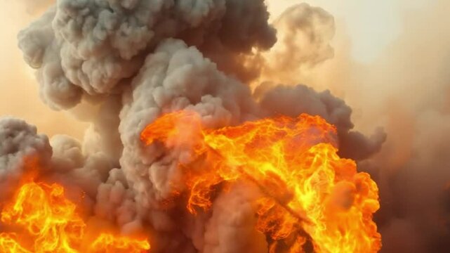 Cinematic Explosion with Fire and Billowing Smoke