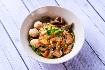 spicy thai pork noodle, boat Noodle, 