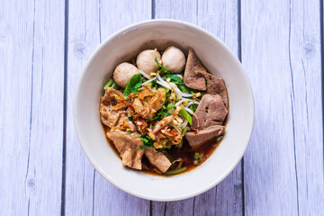 spicy thai pork noodle, boat Noodle, 