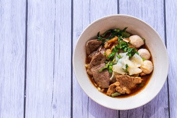 spicy thai pork noodle, boat Noodle, 