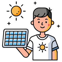 Boy Holding a Solar Panel