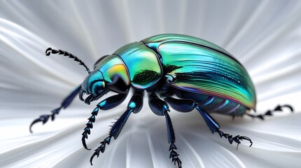 Naklejka premium Elegant Macro Photography of Shimmering Iridescent Beetle