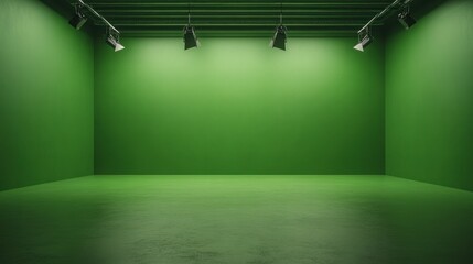 Green Screen Studio:  A Modern, Empty Film Set Ready for Production