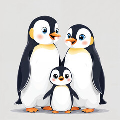 Fototapeta premium Adorable Cartoon Emperor Penguin Vector Illustration