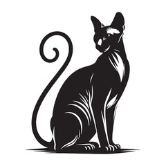 Chic Peterbald silhouette, a trendy and fashionable feline design – Peterbald illustration – Peterbald vector – cat silhouette

