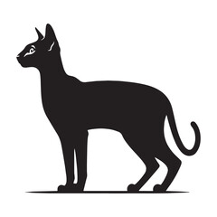 Stylish Peterbald silhouette, a bold statement of feline elegance – Peterbald illustration – Peterbald vector – cat silhouette

