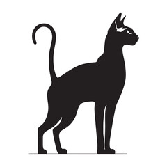 Elegant Peterbald silhouette, showcasing its sleek and hairless form – Peterbald illustration – Peterbald vector – cat silhouette

