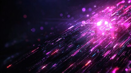 Abstract Digital Circuitry: Glowing Pink and Purple Data Streams