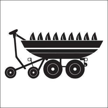 black cart carrying leaves clip art preview
