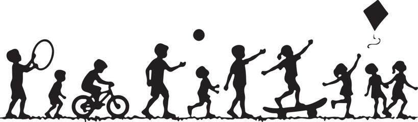 Kids Playing Silhouette Bundle | Outdoor Activity Clipart