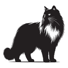 Floppy Ragdoll silhouette, representing its relaxed and laid-back posture – Ragdoll illustration – Ragdoll vector – cat silhouette

