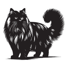 Relaxed Ragdoll silhouette, representing its calm and gentle nature – Ragdoll illustration – Ragdoll vector – cat silhouette

