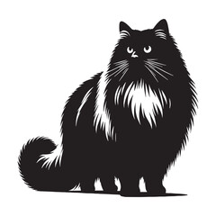 Elegant Ragdoll silhouette, showcasing its soft and luxurious fur – Ragdoll illustration – Ragdoll vector – cat silhouette

