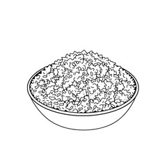 Bowl of Star-Shaped Rice A Simple Line Drawing