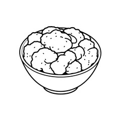 Bowl of Crispy Fried Chicken Nuggets Illustration