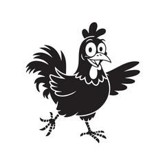   Set of Cartoon Chicken Character Silhouettes in Funny Poses – Collection of Comedic Bird Expressions and Movements for Humor and Animation Projects