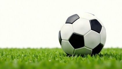 Obraz premium High-angle view, single football, pure white backdrop, background, high-angle