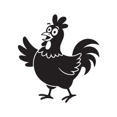  Set of Cartoon Chicken Character Silhouettes in Funny Poses – Collection of Comedic Bird Expressions and Movements for Humor and Animation Projects