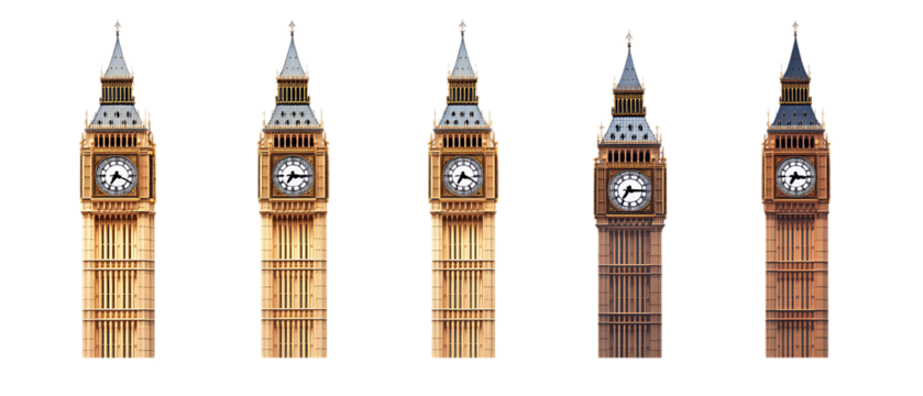 Big Ben Clock Tower Set on Transparent Background for Travel Icons, Architecture Design, or London-Themed Art