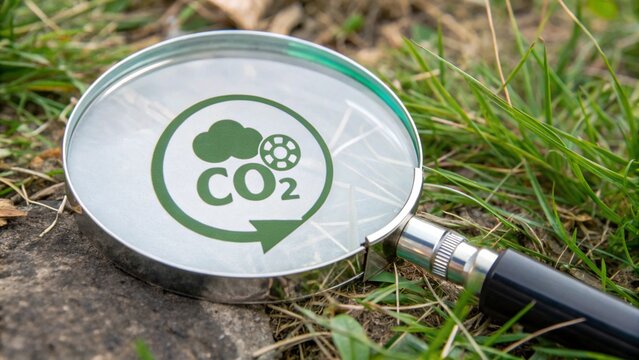 CO2 reducing icon on green leaf with water droplet for decrease CO2 , carbon footprint and carbon credit to limit global warming from climate change