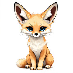 Obraz premium Adorable Cartoon Fennec Fox Vector Illustration