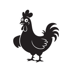  Set of Cartoon Chicken Character Silhouettes in Funny Poses – Collection of Comedic Bird Expressions and Movements for Humor and Animation Projects