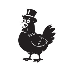  Set of Cartoon Chicken Character Silhouettes in Funny Poses – Collection of Comedic Bird Expressions and Movements for Humor and Animation Projects