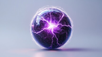 A vibrant plasma ball showcasing electric purple energy in a dark spherical design.