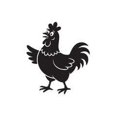  Set of Cartoon Chicken Character Silhouettes in Funny Poses – Collection of Comedic Bird Expressions and Movements for Humor and Animation Projects
