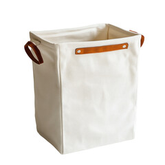 Classic Natural Canvas Storage Bag with Leather Handles for Organization