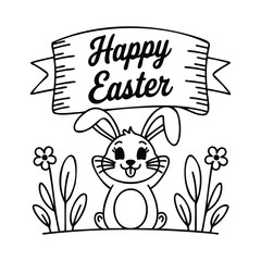 Minimalist Easter Bunny SVG - Cute Rabbit Clipart for Cricut & Sublimation