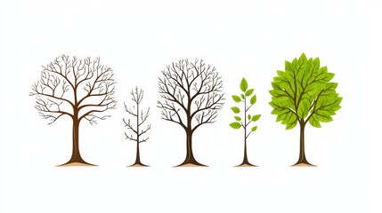 Illustration of trees in various growth stages.