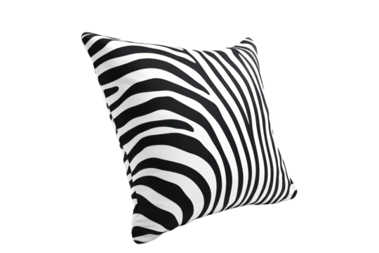 Stylish zebra print cushion placed elegantly on a modern sofa for a chic home decor accent